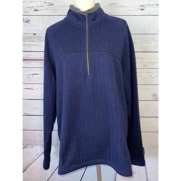 REI Mens Sweater XL 1/2 Zip Pullover Mock Turtleneck Extra Large Navy‎ Mens Ski - Picture 1 of 9